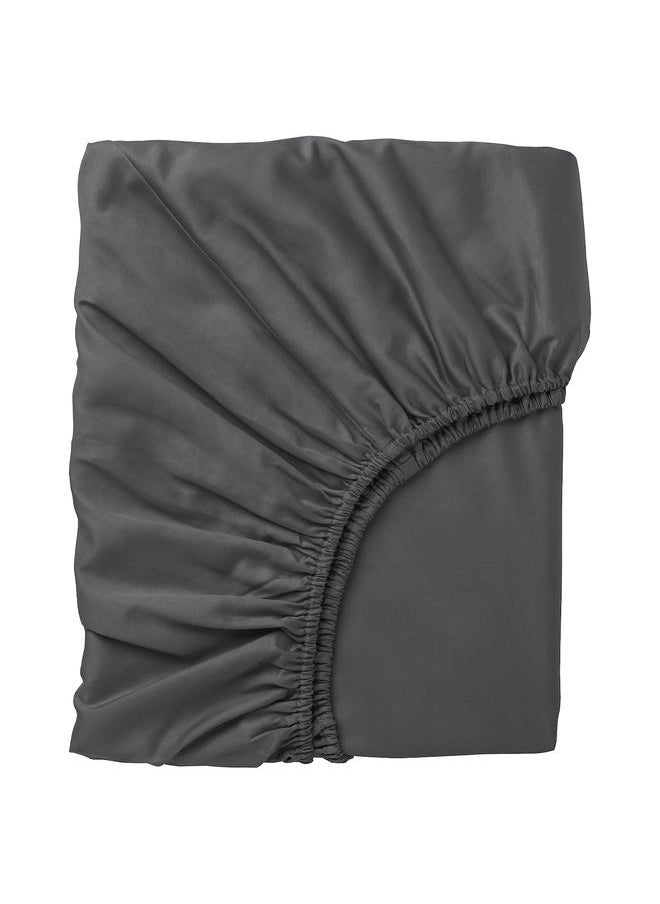 Fitted sheet, dark grey, 90x200 cm