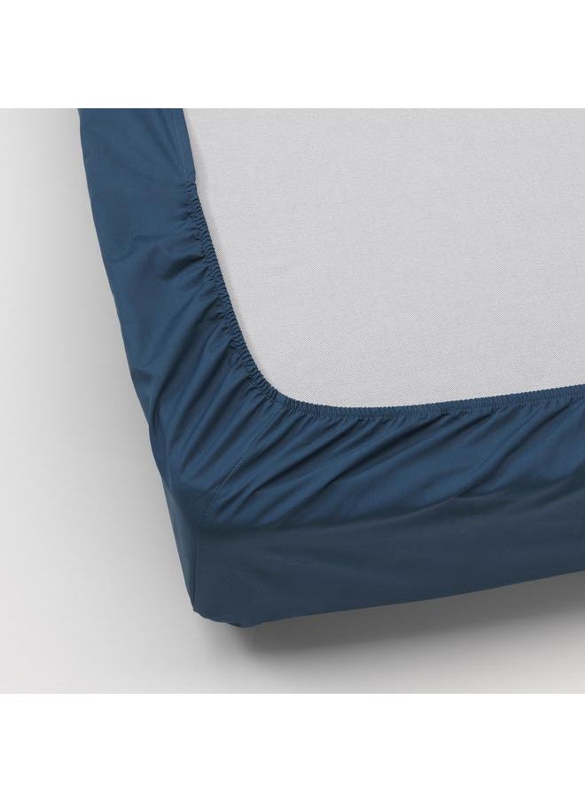 Fitted sheet, dark blue, 160x200 cm