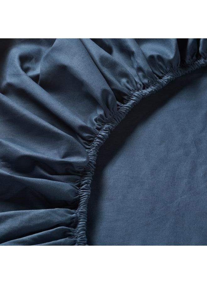 Fitted sheet, dark blue, 160x200 cm