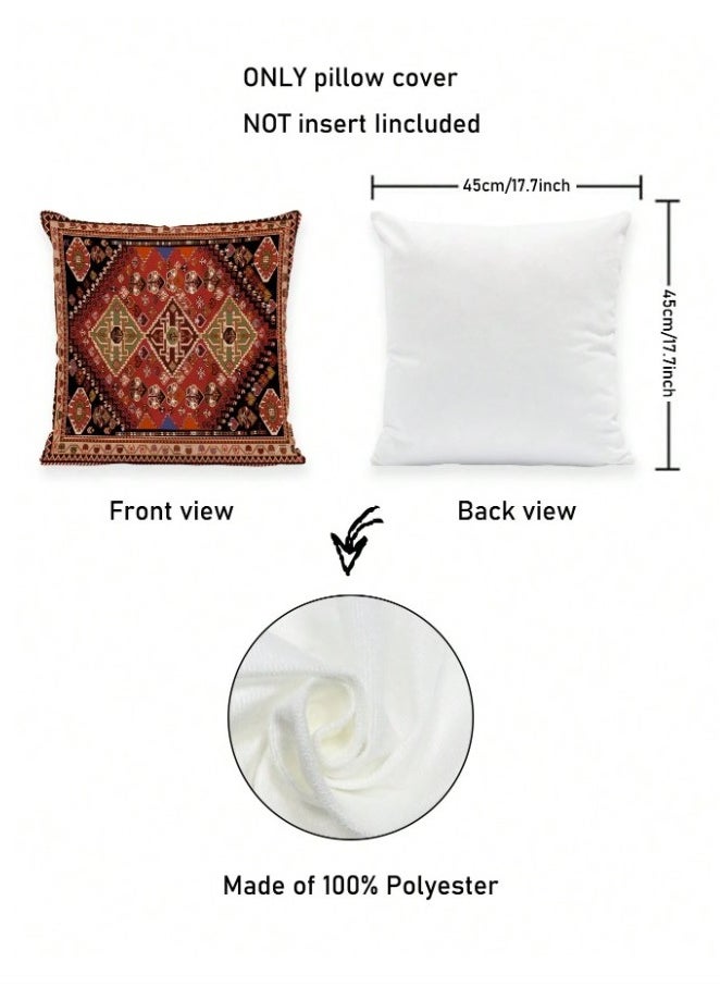 Cushion cover set of 4 pieces, bohemian design, bright and solid colors, size 45 cm x 45 cm, without filling