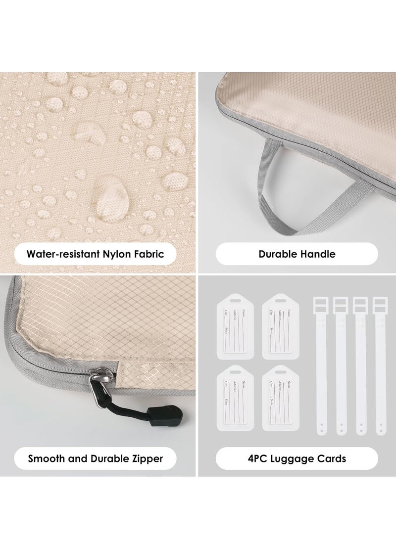 5 Set Compression Packing Cubes for Travel, Travel Packing Cubes Suitcases Organizer with 4 Luggage Cards, Expandable Storage Packing Organizers, Travel Accessories for Suitcase Organizer Bags Set