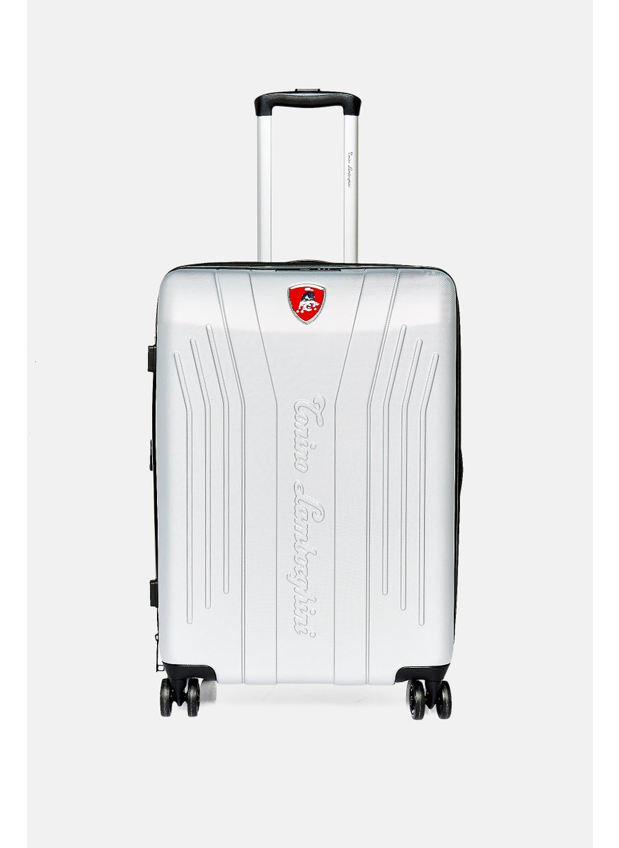 30,3 Inch Expandable Hardshell Brand Logo Check In Spinner Luggage, Silver