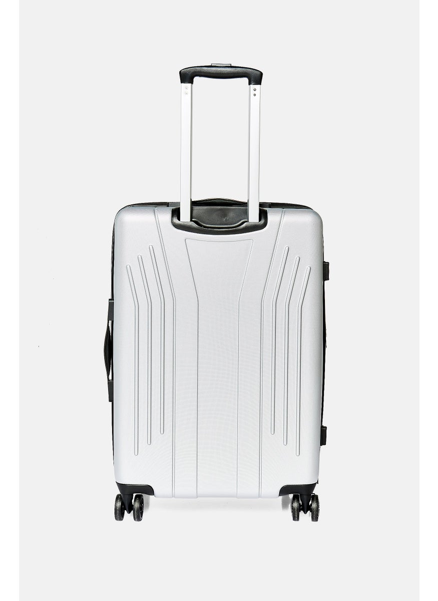 30,3 Inch Expandable Hardshell Brand Logo Check In Spinner Luggage, Silver