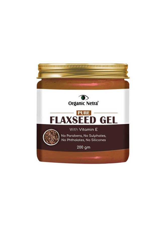 Pure Flaxseed Gel With Vitamin E For Hair & Skin, Strengthens & Nourishes Hair & Skin Health, Safe & Mild For All Skin Type, Reduces Fine Lines & Wrinkles, 200G