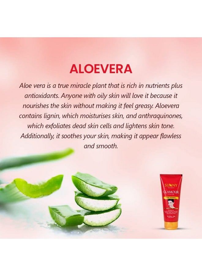 Glamour Cream Enriched With Aloe Vera, Chamomilla, Vitamin B3 & E To Moisturize & Lighten Skin Tone |Restores Damaged Skin Cells For Women 100 Gm (Pack Of 2)