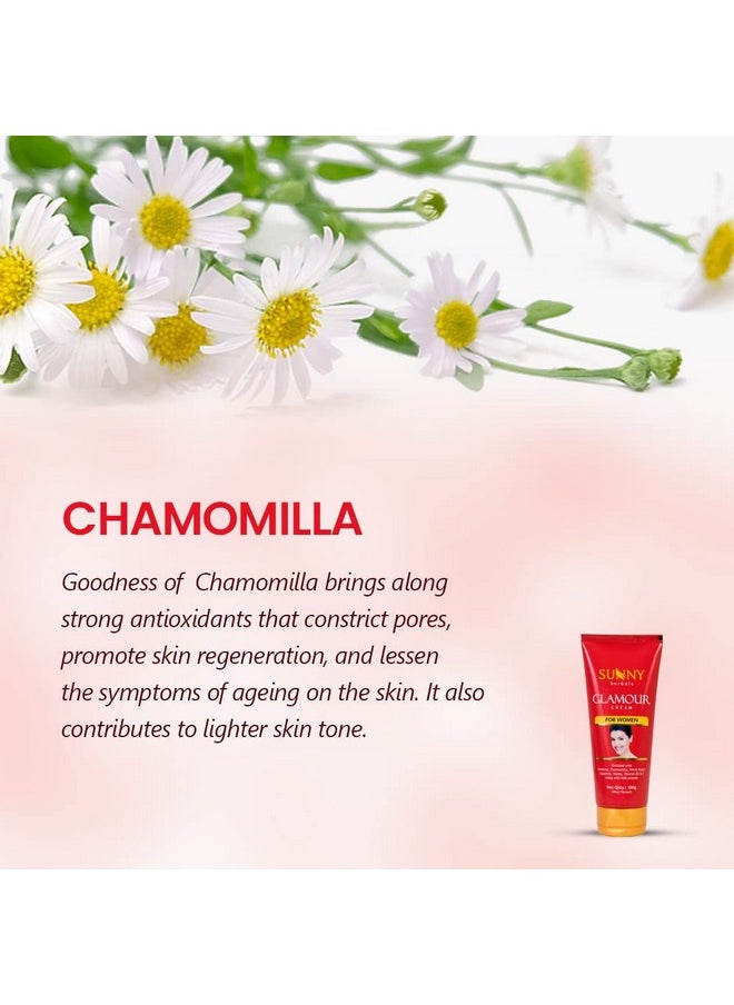 Glamour Cream Enriched With Aloe Vera, Chamomilla, Vitamin B3 & E To Moisturize & Lighten Skin Tone |Restores Damaged Skin Cells For Women 100 Gm (Pack Of 2)