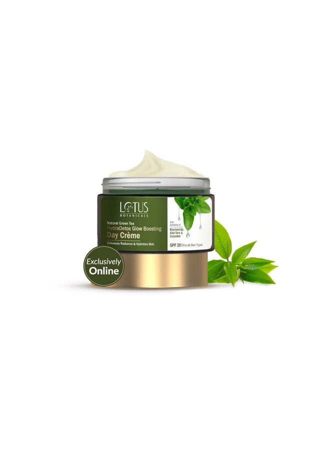 Natural Green Tea Hydradetox Glow Boosting Day Cream Spf 20 With Niacinamide | Boosts Glow And Enhances Skin Radiance | Hydrates Skin | Protects From Sun | Prevents Acne And Pimples | Preservative Free | For All Skin Types | 50G
