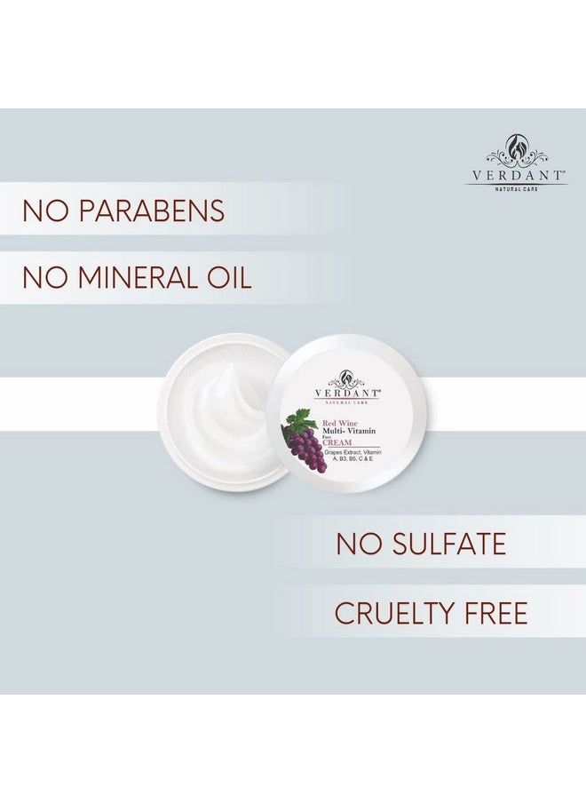Skin Brightening & Anti-Ageing Red Wine Face Cream With Grapes Extract | Red Vine Cream | Multi-Benefits Face Moisturizer | Anti-Aging Cream | Tanning & Pigmentation Control, Anti-Marks | Spots & Tan Removal Cream - Sulphate & Parabens Free - 100Ml