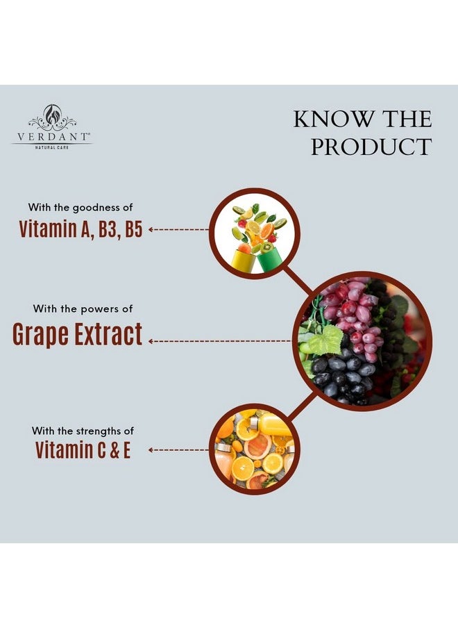 Skin Brightening & Anti-Ageing Red Wine Face Cream With Grapes Extract | Red Vine Cream | Multi-Benefits Face Moisturizer | Anti-Aging Cream | Tanning & Pigmentation Control, Anti-Marks | Spots & Tan Removal Cream - Sulphate & Parabens Free - 100Ml
