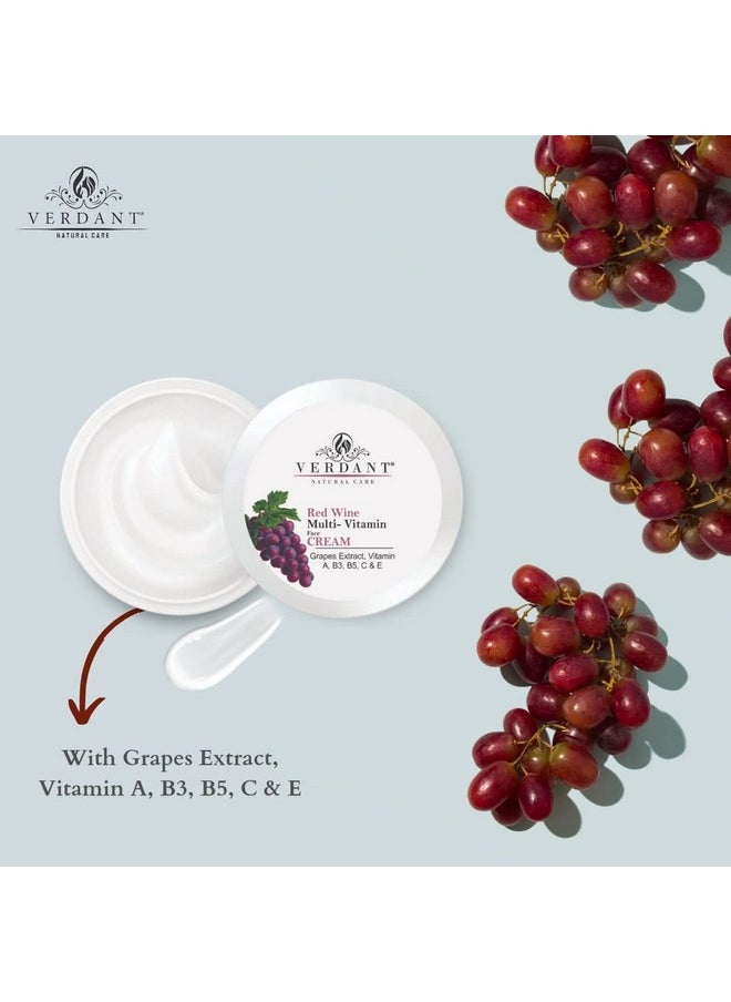 Skin Brightening & Anti-Ageing Red Wine Face Cream With Grapes Extract | Red Vine Cream | Multi-Benefits Face Moisturizer | Anti-Aging Cream | Tanning & Pigmentation Control, Anti-Marks | Spots & Tan Removal Cream - Sulphate & Parabens Free - 100Ml
