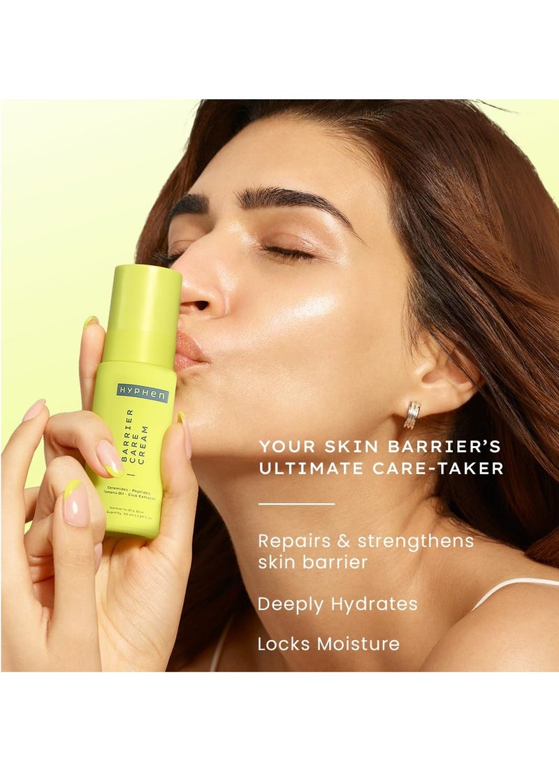 Hyphen Barrier Care Face Cream for Normal & Dry Skin | Peptides & Ceramides Face Moisturizer That Strengthens Skin Barrier & Heals Dry Skin| Deep Moisturizing Face Cream for Men & Women | 50Ml