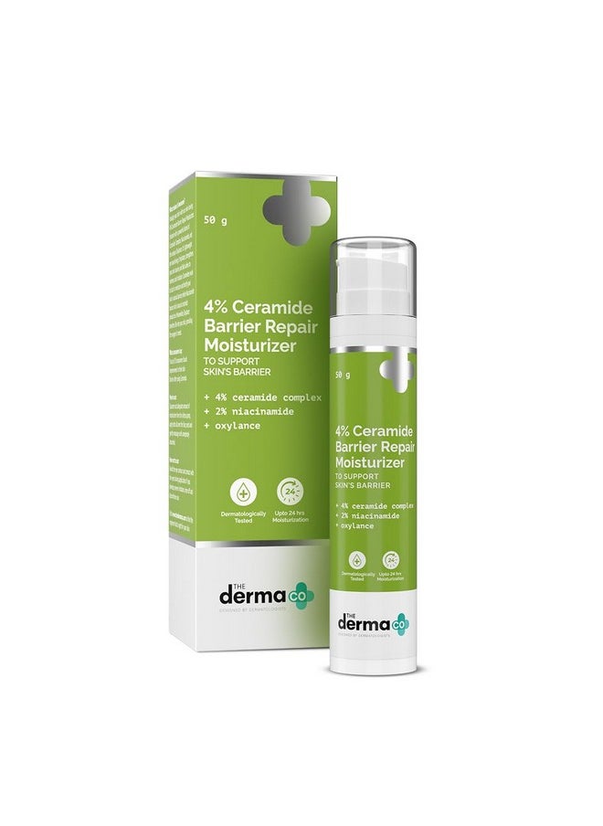 4% Ceramide Barrier Repair Moisturizer | Niacinamide & Oxylance I Repairs & Strengthens Skin I Improves Skin Texture I Lightweight Cream I 24 Hrs Moisturization | For All Skin Type - 50Gm