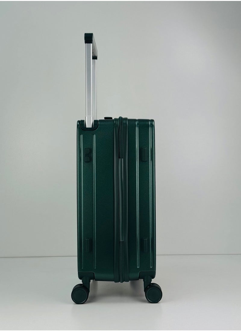 Carry On Luggage Wide Handle Luxury Design Rolling Travel Suitcase, TSA Approved combination Lock, PC Hardside with Cup Holder and 4 Double Spinner Wheels, 20 inch - DARK GREEN