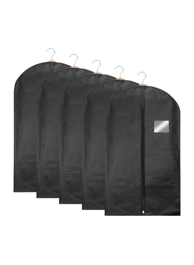 5Pcs Black Garment Bags for Storage and Travel, Anti-Moth Protector Suit Cover for men for Wardrobe and Travel Dustproof Clothes Jacket Covers