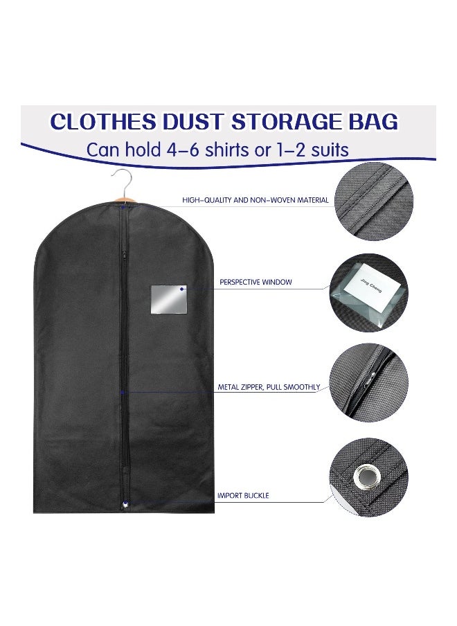 5Pcs Black Garment Bags for Storage and Travel, Anti-Moth Protector Suit Cover for men for Wardrobe and Travel Dustproof Clothes Jacket Covers