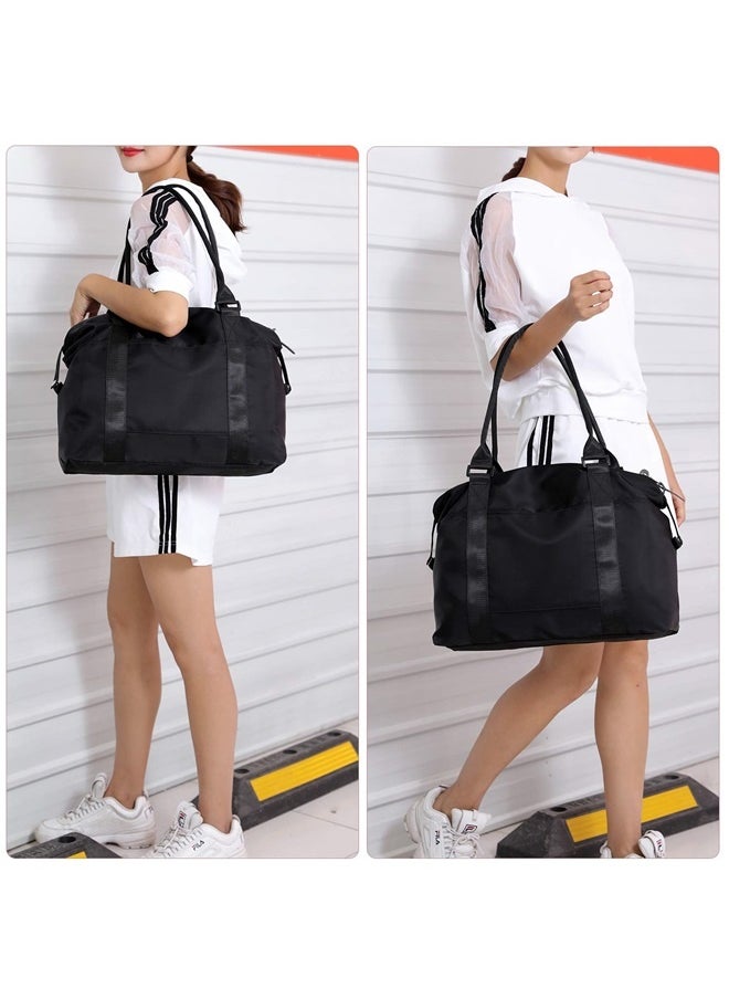Duffle Tote Bag Weekender Bags for Women Travel with Trolley Sleeve - black