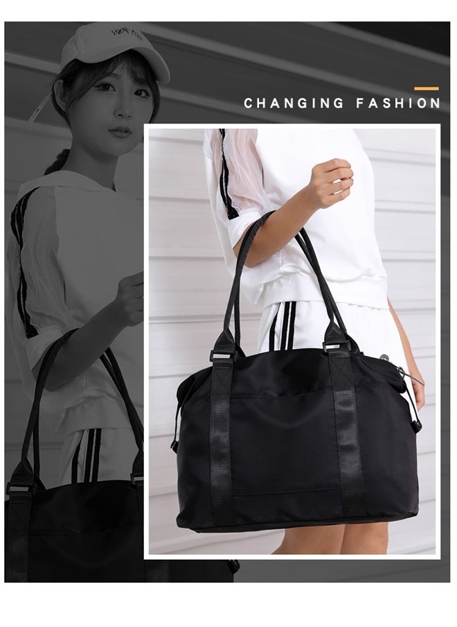 Duffle Tote Bag Weekender Bags for Women Travel with Trolley Sleeve - black