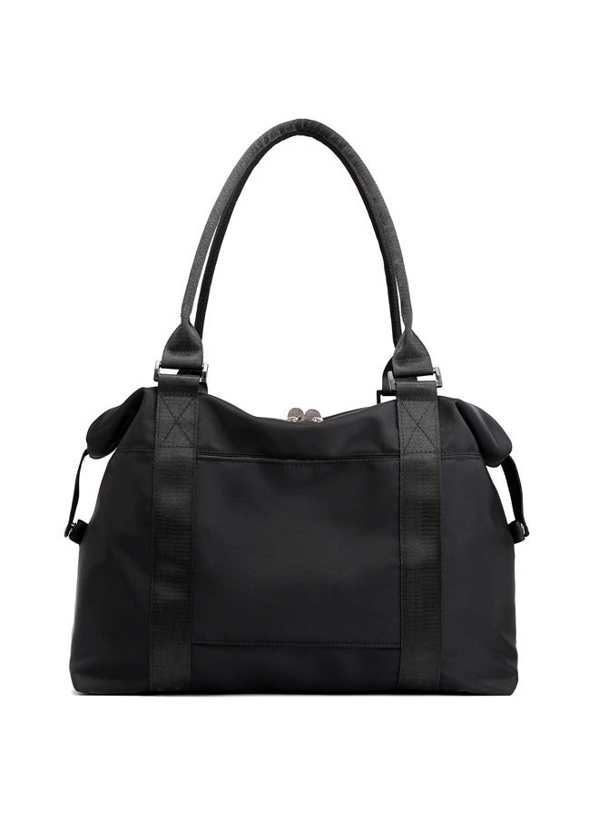 Duffle Tote Bag Weekender Bags for Women Travel with Trolley Sleeve - black