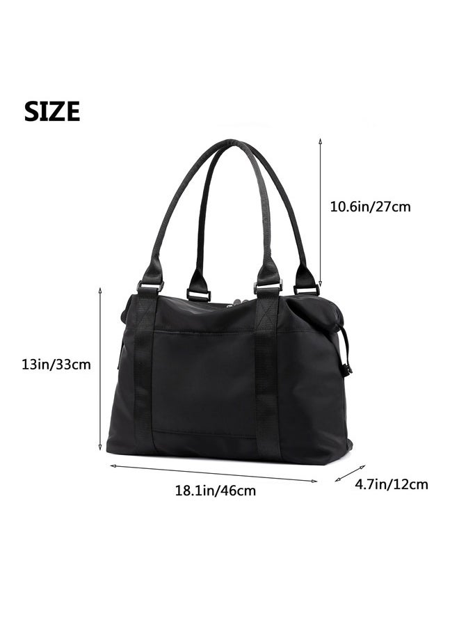 Duffle Tote Bag Weekender Bags for Women Travel with Trolley Sleeve - black