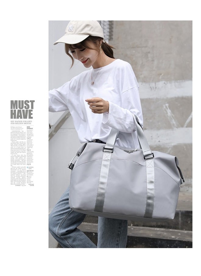 Travel Duffel Bags For Women With Trolley Sleeve, Weekender Overnight Carry On Bag Lightwight Waterproof, Grey