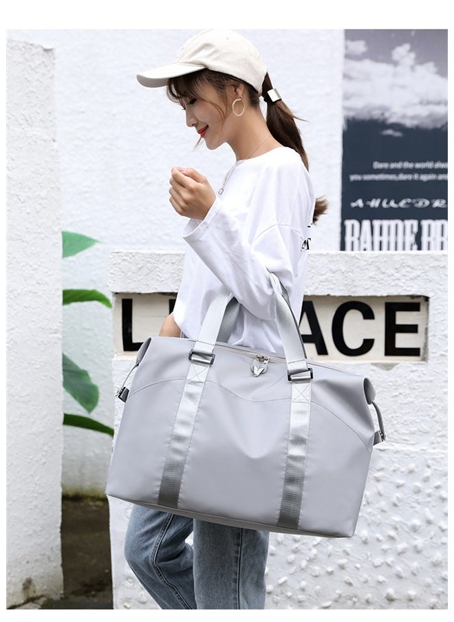 Travel Duffel Bags For Women With Trolley Sleeve, Weekender Overnight Carry On Bag Lightwight Waterproof, Grey