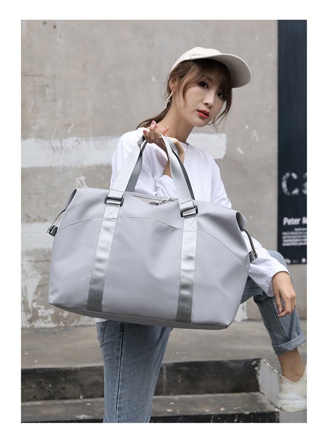 Travel Duffel Bags For Women With Trolley Sleeve, Weekender Overnight Carry On Bag Lightwight Waterproof, Grey