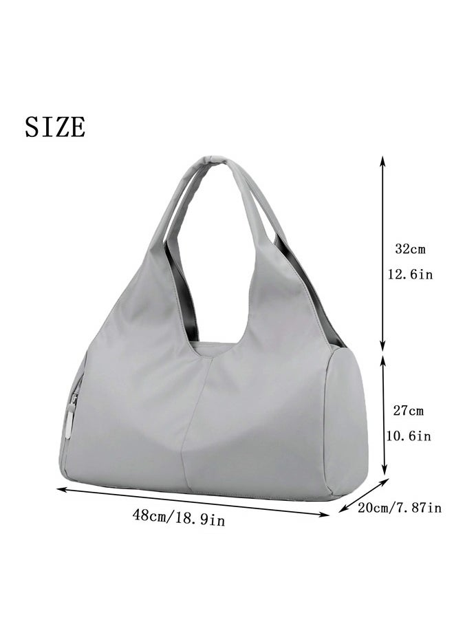 Yoga Gym Bag for Women with Shoes Compartment & Wet Dry Storage Pockets Lightweight Duffel Bag-Grey