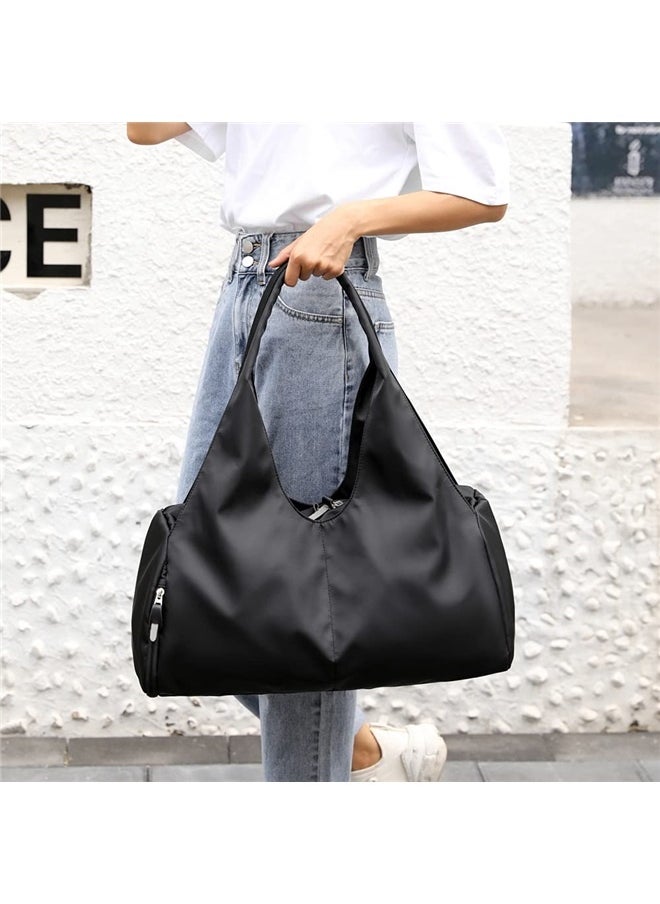 Yoga Gym Bag for Women with Shoes Compartment & Wet Dry Storage Pockets Lightweight Duffel Bag-black