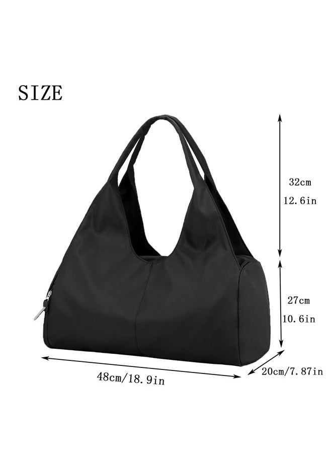 Yoga Gym Bag for Women with Shoes Compartment & Wet Dry Storage Pockets Lightweight Duffel Bag-black
