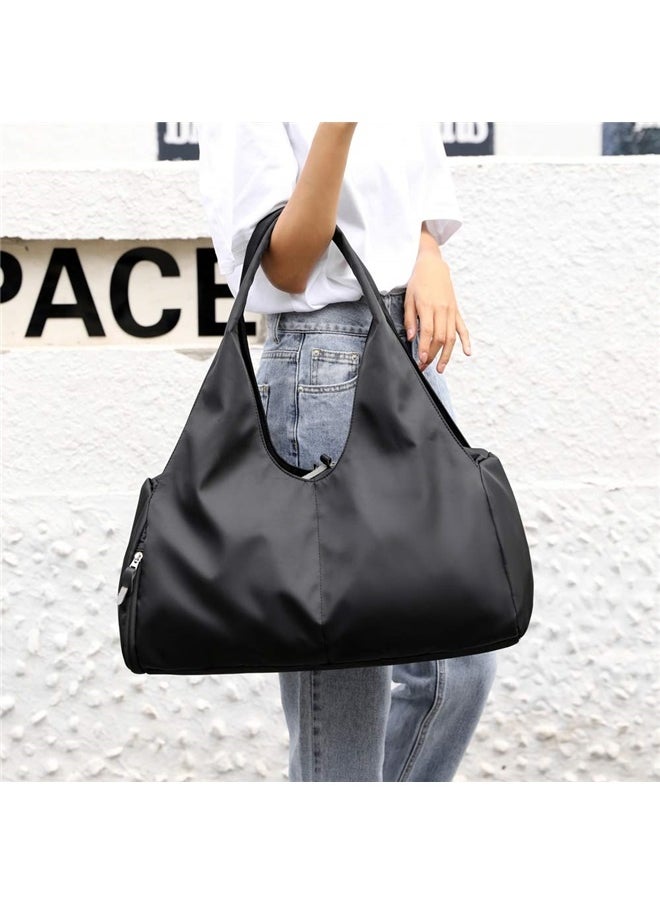 Yoga Gym Bag for Women with Shoes Compartment & Wet Dry Storage Pockets Lightweight Duffel Bag-black