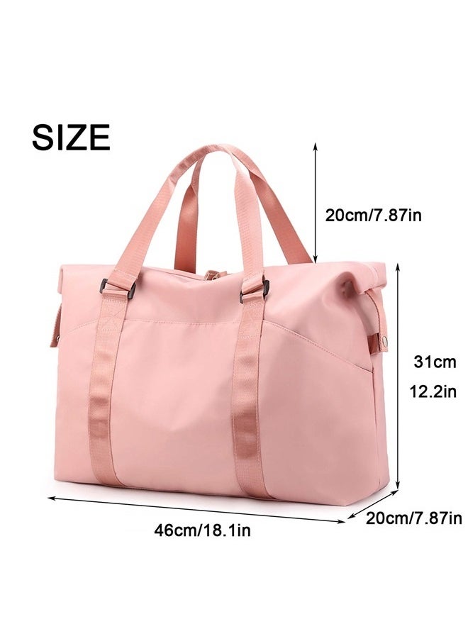 Travel Duffel Bags For Women With Trolley Sleeve, Weekender Overnight Carry On Bag Lightwight Waterproof, Pink