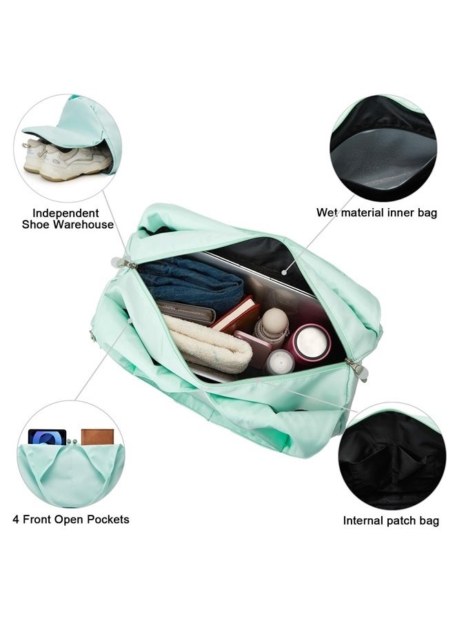 Yoga Gym Bag for Women with Shoes Compartment & Wet Dry Storage Pockets Lightweight Duffel Bag-Light-green