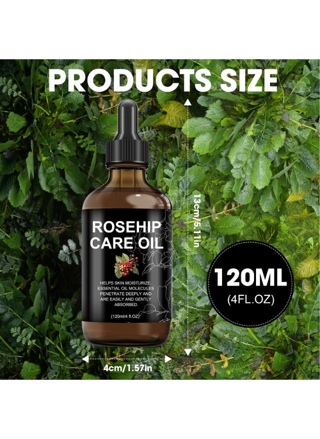 100% Pure Rosehip Seed Oil - Multi-functional Skincare Oil for Face, Scars, Hair, and Nails (4 fl oz)