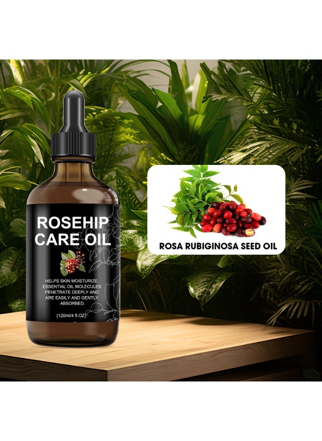 100% Pure Rosehip Seed Oil - Multi-functional Skincare Oil for Face, Scars, Hair, and Nails (4 fl oz)