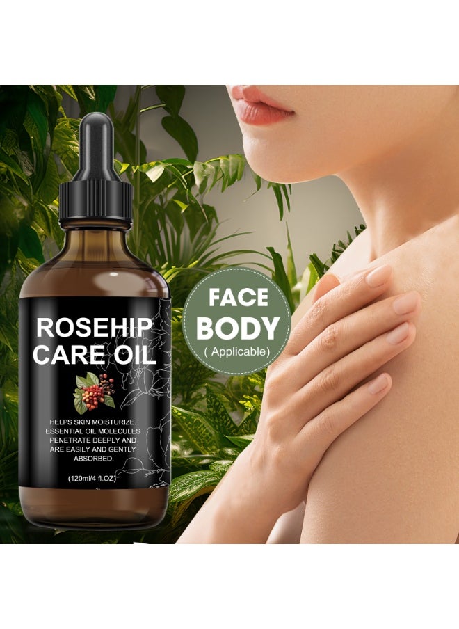 100% Pure Rosehip Seed Oil - Multi-functional Skincare Oil for Face, Scars, Hair, and Nails (4 fl oz)