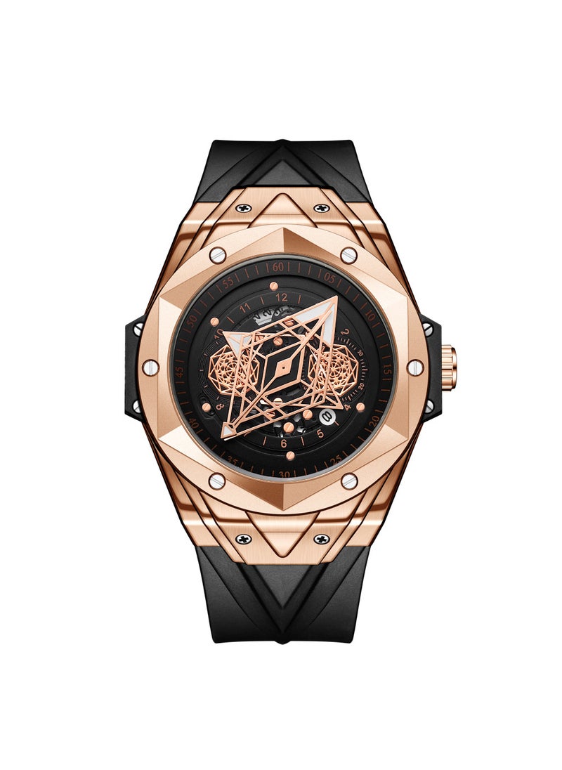 New Kingston Tattoo Waterproof Mens Quartz Watch Rose Gold Black Belt