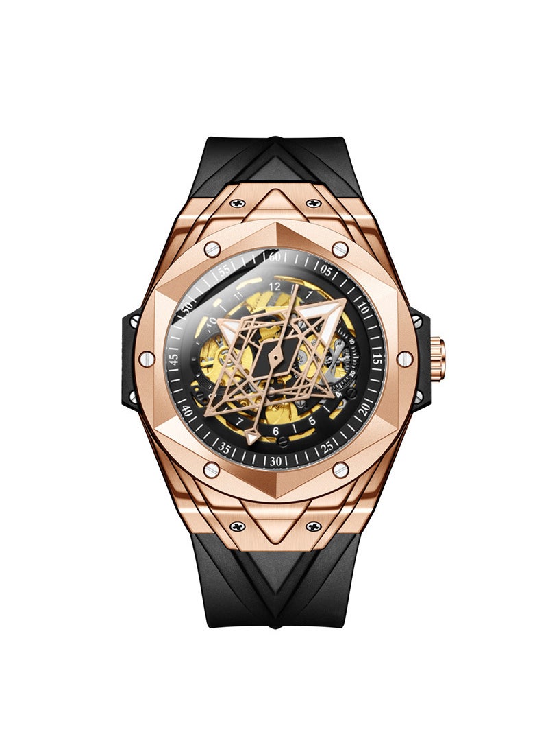 Kingston Automatic Mens Sports Watch Rose Gold Black Belt
