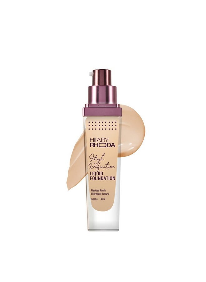 High Definition Foundation | Hides Pores & Blemishes | Hd Foundation For All Skin Types | Blendable Formula | Matte & Natural Finish | Lightweight & High Coverage | 33Ml (Nude Beige)