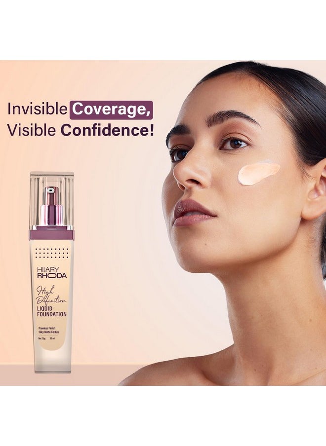 High Definition Foundation | Hides Pores & Blemishes | Hd Foundation For All Skin Types | Blendable Formula | Matte & Natural Finish | Lightweight & High Coverage | 33Ml (Nude Beige)