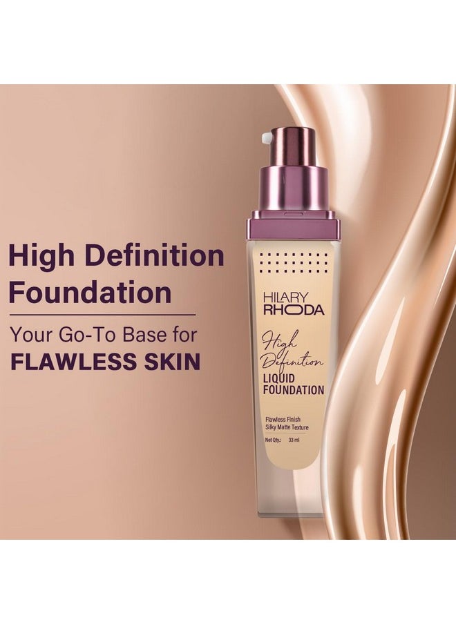 High Definition Foundation | Hides Pores & Blemishes | Hd Foundation For All Skin Types | Blendable Formula | Matte & Natural Finish | Lightweight & High Coverage | 33Ml (Nude Beige)