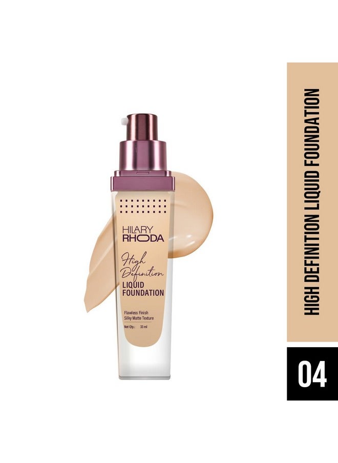 High Definition Foundation | Hides Pores & Blemishes | Hd Foundation For All Skin Types | Blendable Formula | Matte & Natural Finish | Lightweight & High Coverage | 33Ml (Nude Beige)
