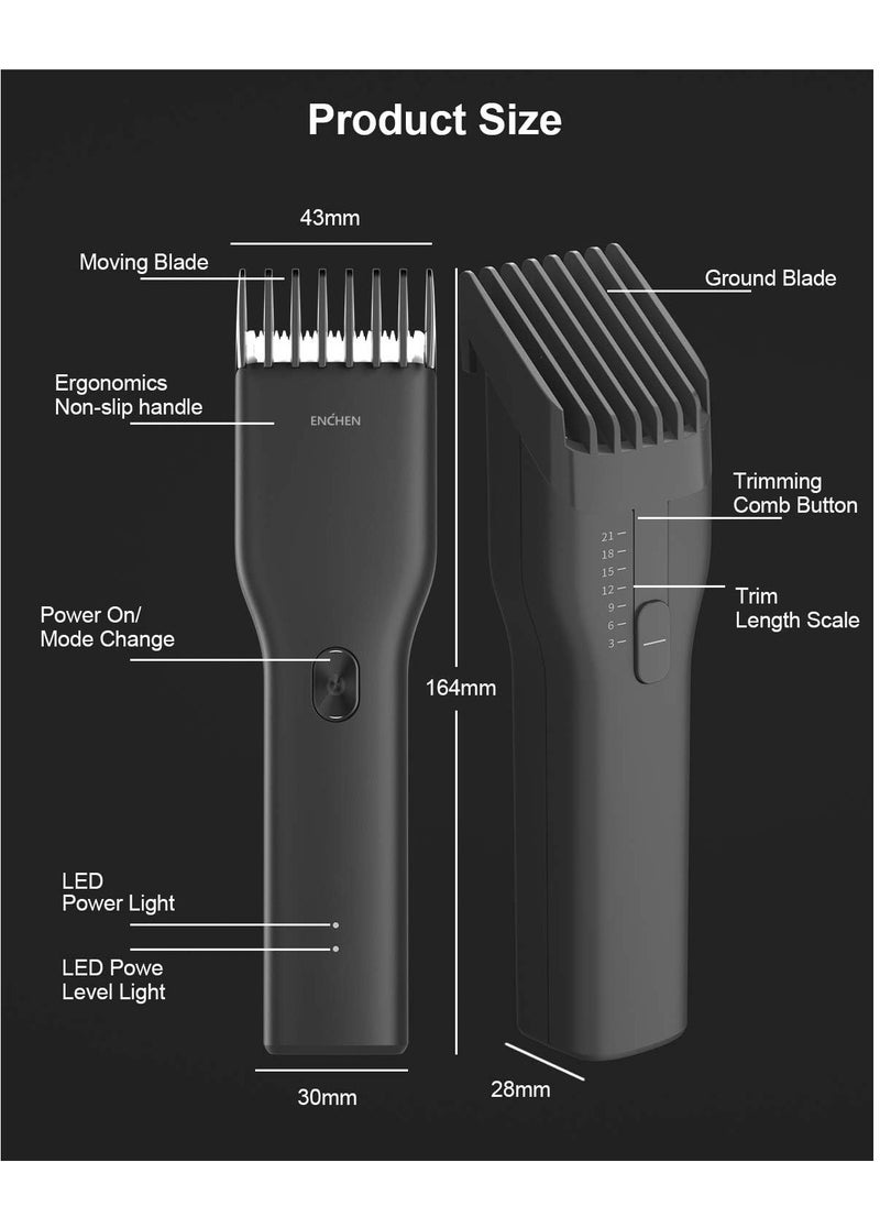 ENCHEN Hair Clippers for Men – Cordless Electric Trimmer, All-in-One Hair Cutting Kit, Rechargeable, Suitable for Kids, Home & Travel – Black