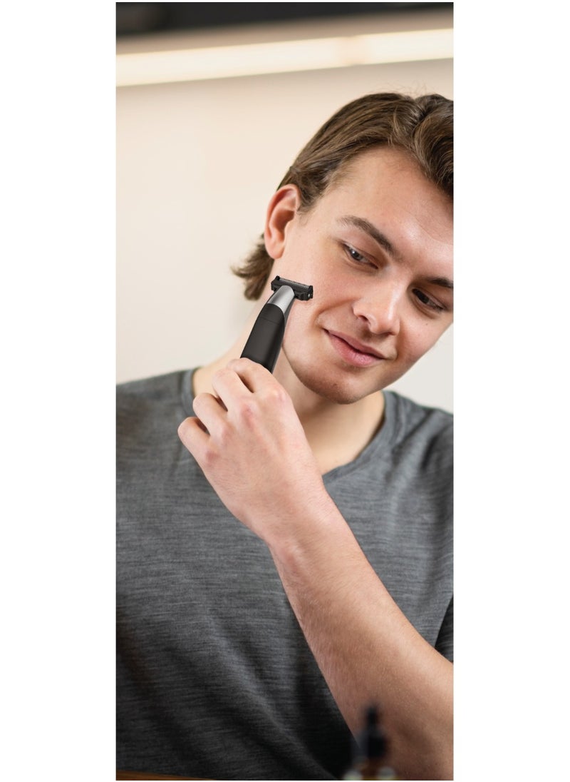 Dual Edge Bi-Directional Blades Trimmer / One Blade Pro Hair Trimmer / 1,2,4,6 mm Combs / Stainless Steel Blade with 4 Combs Guard / Rechargeable Shaver / Hair Shaver - Black