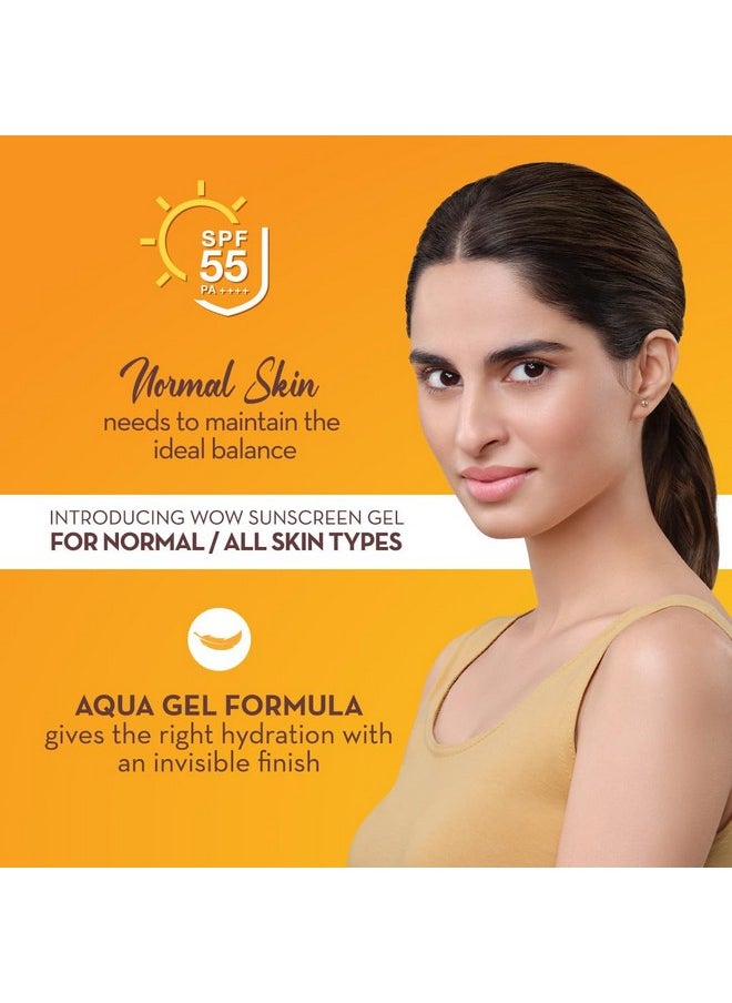 Sunscreen Gel For All Skin Types Spf 55 Pa++++ With Glutathione & Aloe Vera Extract Lightweight Quick Absorbing No White Cast Uva & Uvb Protection 50 Ml