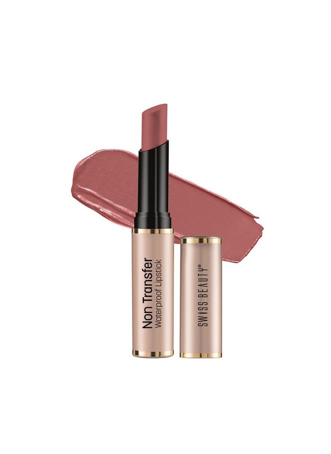 Non-Transfer Waterproof Lipstick With Jojoba Seed Oil | Matte Finish | Long-Lasting | Highly Pigmented | Shade- Bare, 3Gm