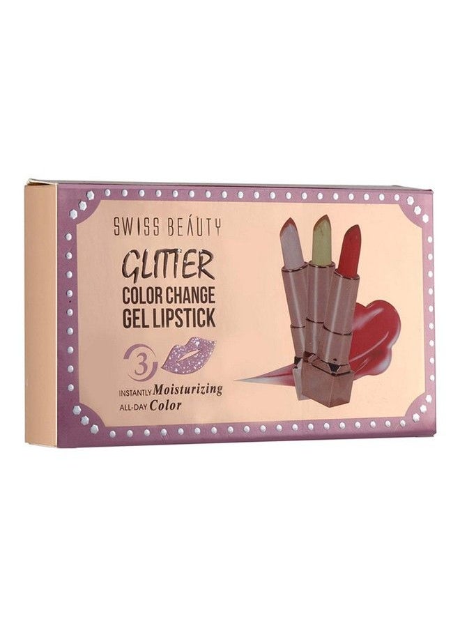Swiss Beauty Glitter Color Changegel Lipstick Pink01 3.6G & Swiss Beauty Glitter Color Changegel Lipstick Red03 3.6G