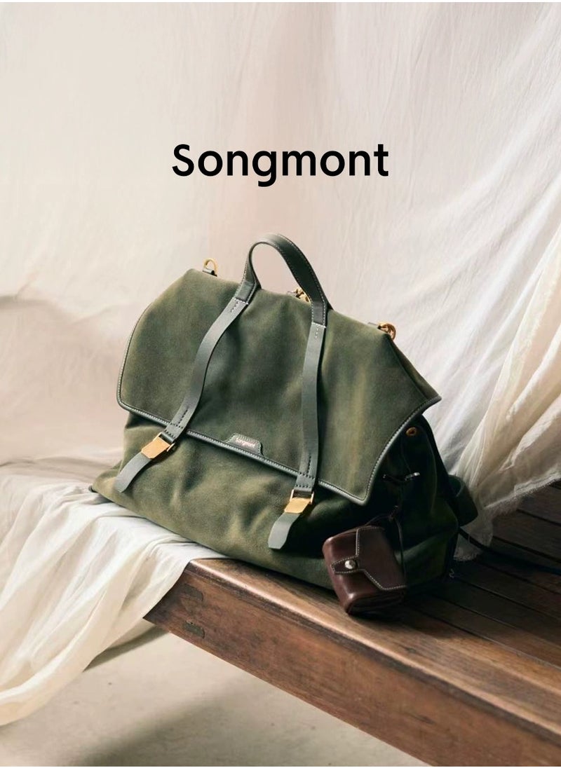 Mountain Walk Series Large Travel Briefcase Vintage Suede Crossbody Backpack (Large Size)