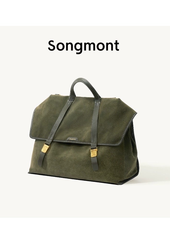 Mountain Walk Series Large Travel Briefcase Vintage Suede Crossbody Backpack (Large Size)