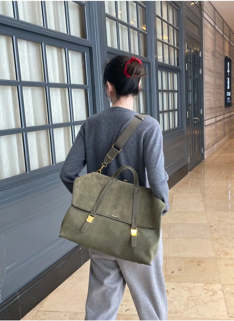 Mountain Walk Series Large Travel Briefcase Vintage Suede Crossbody Backpack (Large Size)