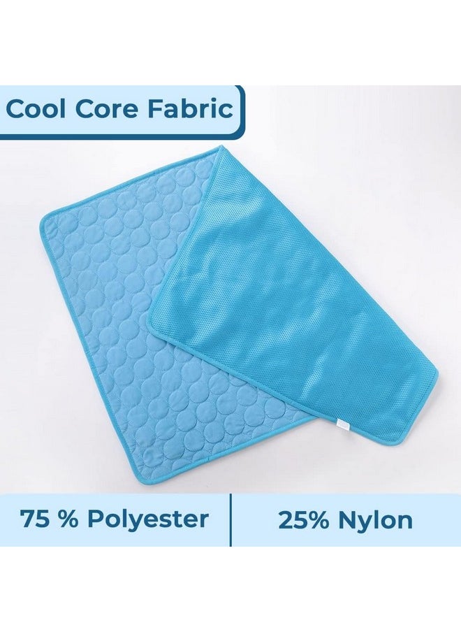 Rectangular Dog & Cat Bed|Premium Cool Ice Silk With Polyester With Bottom Mesh|Multi-Utility Self-Cooling Pad For Dog & Cat|Light-Weight & Durable Dog Bed|Zqcj001B-Xs|Blue